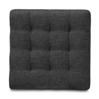 Dark Grey Fabric Upholstered Tufted Cube Ottoman Set of 2