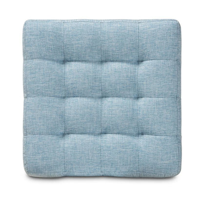 Light Blue Fabric Upholstered Tufted Cube Ottoman Set of 2