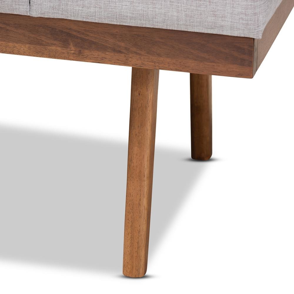 Larisa Mid-Century Modern Grayish Beige Fabric Upholstered Wood Bench