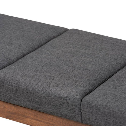 Baxton Studio Larisa Mid-Century Modern Charcoal Fabric Upholstered Wood Bench