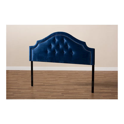 Royal Blue Velvet Fabric Upholstered Queen Size Headboard