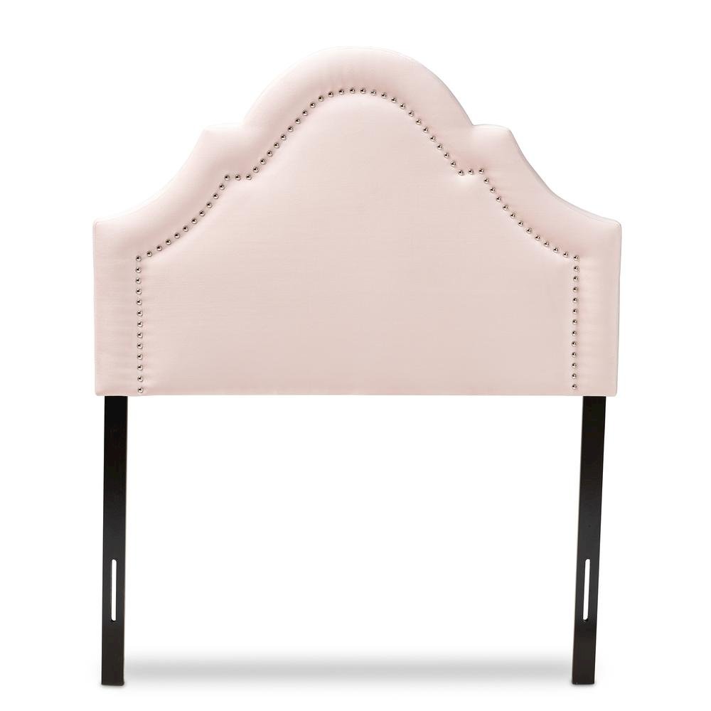 Light Pink Velvet Fabric Upholstered Twin Size Headboard