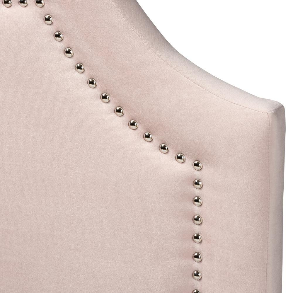Light Pink Velvet Fabric Upholstered Twin Size Headboard