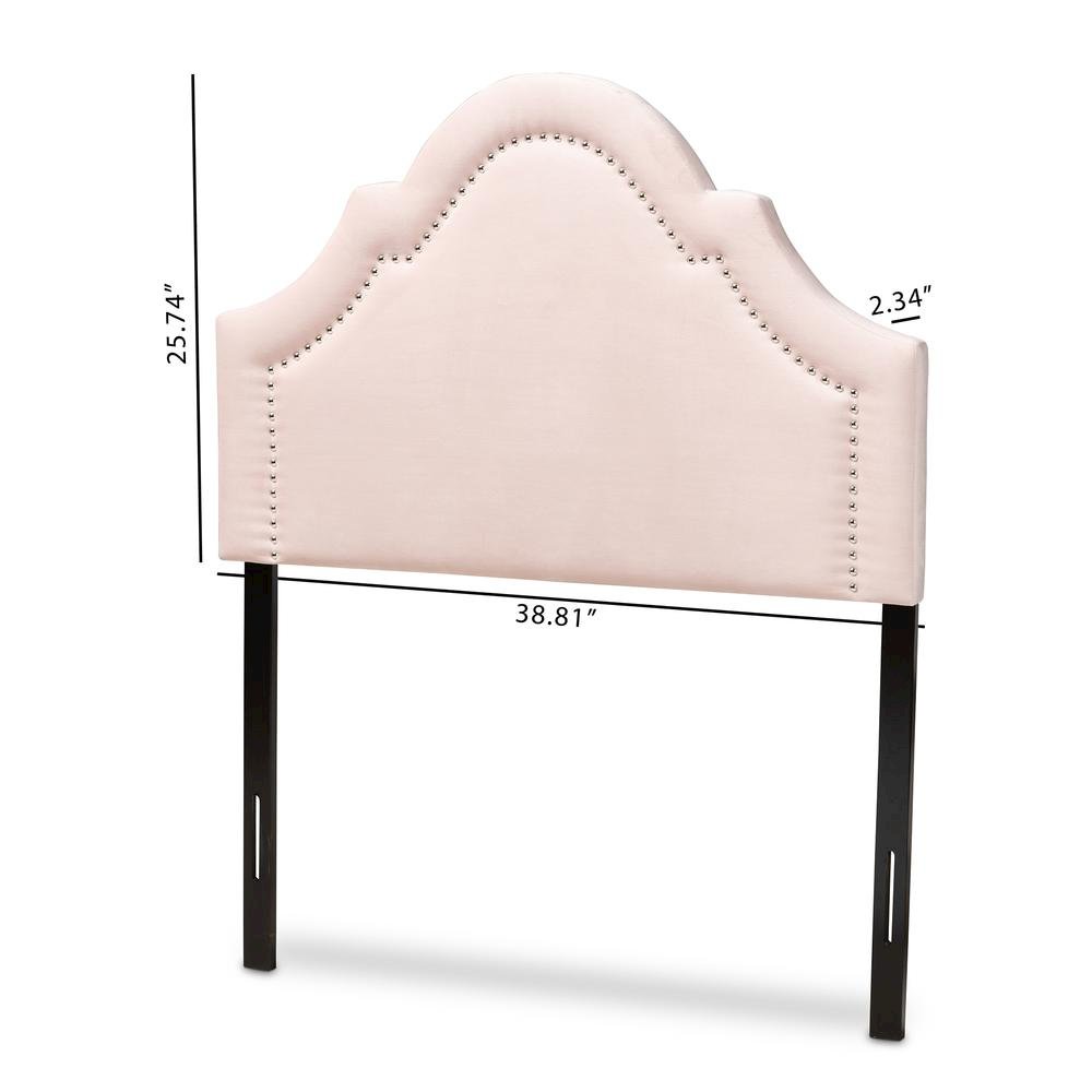 Light Pink Velvet Fabric Upholstered Twin Size Headboard