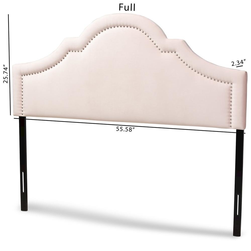 Light Pink Velvet Fabric Upholstered Full Size Headboard