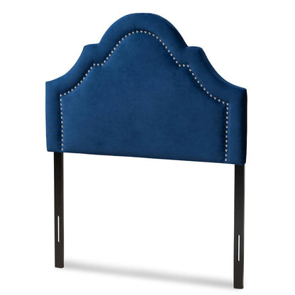 Navy Blue Velvet Fabric Upholstered Twin Size Headboard