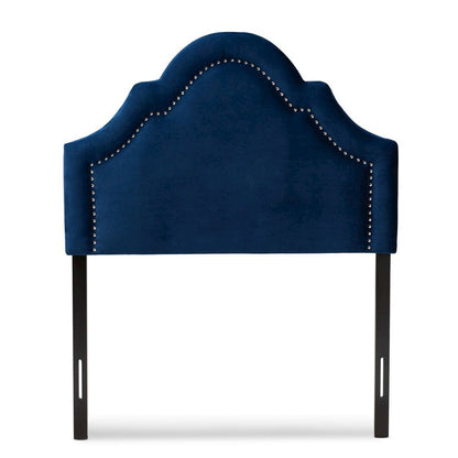 Navy Blue Velvet Fabric Upholstered Twin Size Headboard