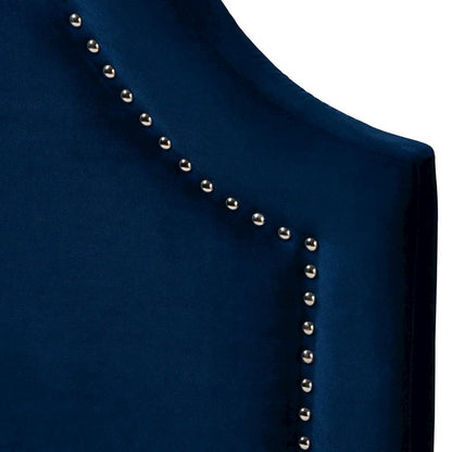 Navy Blue Velvet Fabric Upholstered Twin Size Headboard