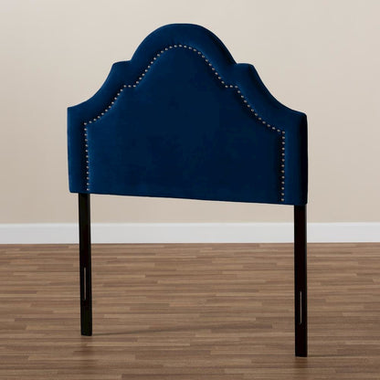 Navy Blue Velvet Fabric Upholstered Twin Size Headboard