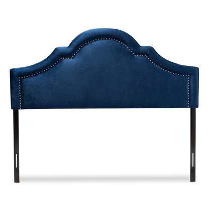 Navy Blue Velvet Fabric Upholstered Full Size Headboard
