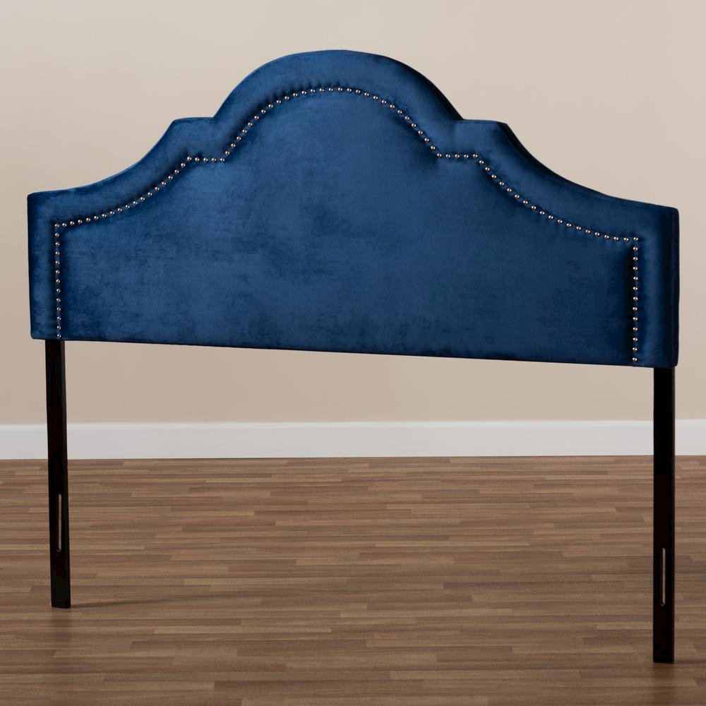 Navy Blue Velvet Fabric Upholstered Full Size Headboard