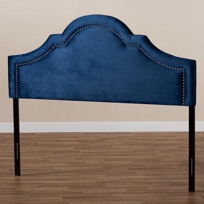 Navy Blue Velvet Fabric Upholstered Full Size Headboard