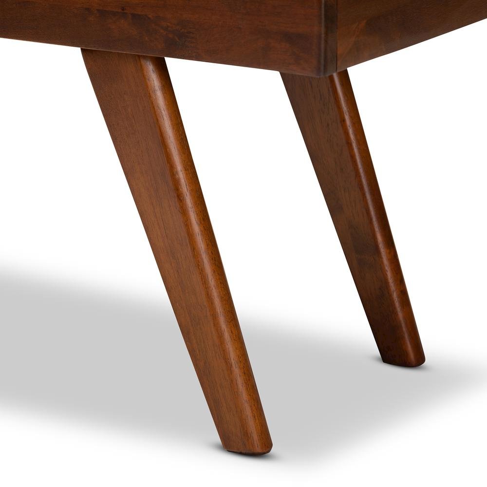 Alona Mid-Century Modern Medium Grey Fabric Upholstered Wood Dining Bench