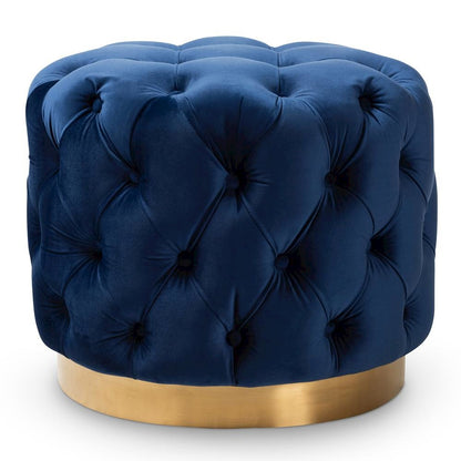 Gold-Finished Button Tufted Ottoman