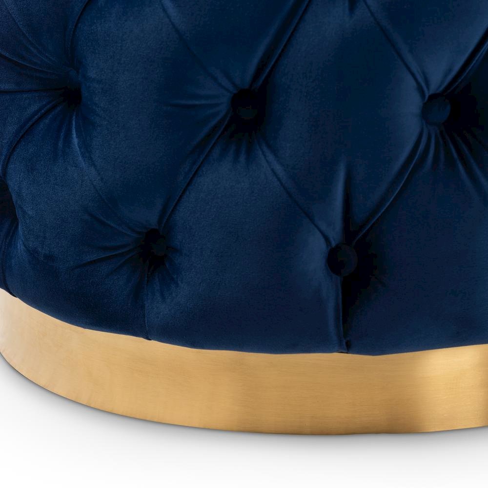 Gold-Finished Button Tufted Ottoman