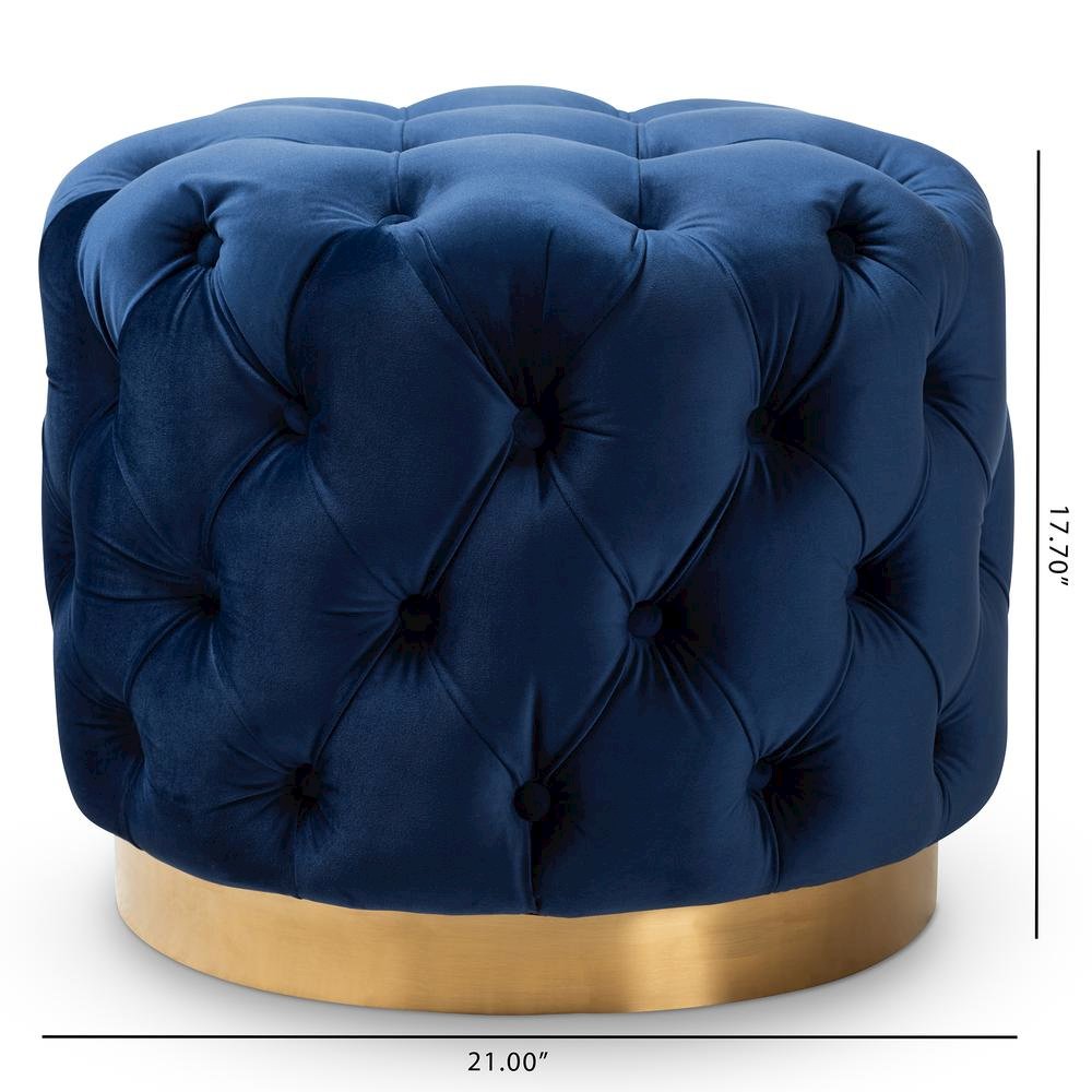 Gold-Finished Button Tufted Ottoman