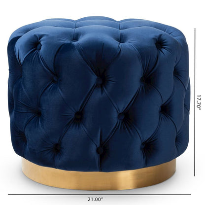 Gold-Finished Button Tufted Ottoman