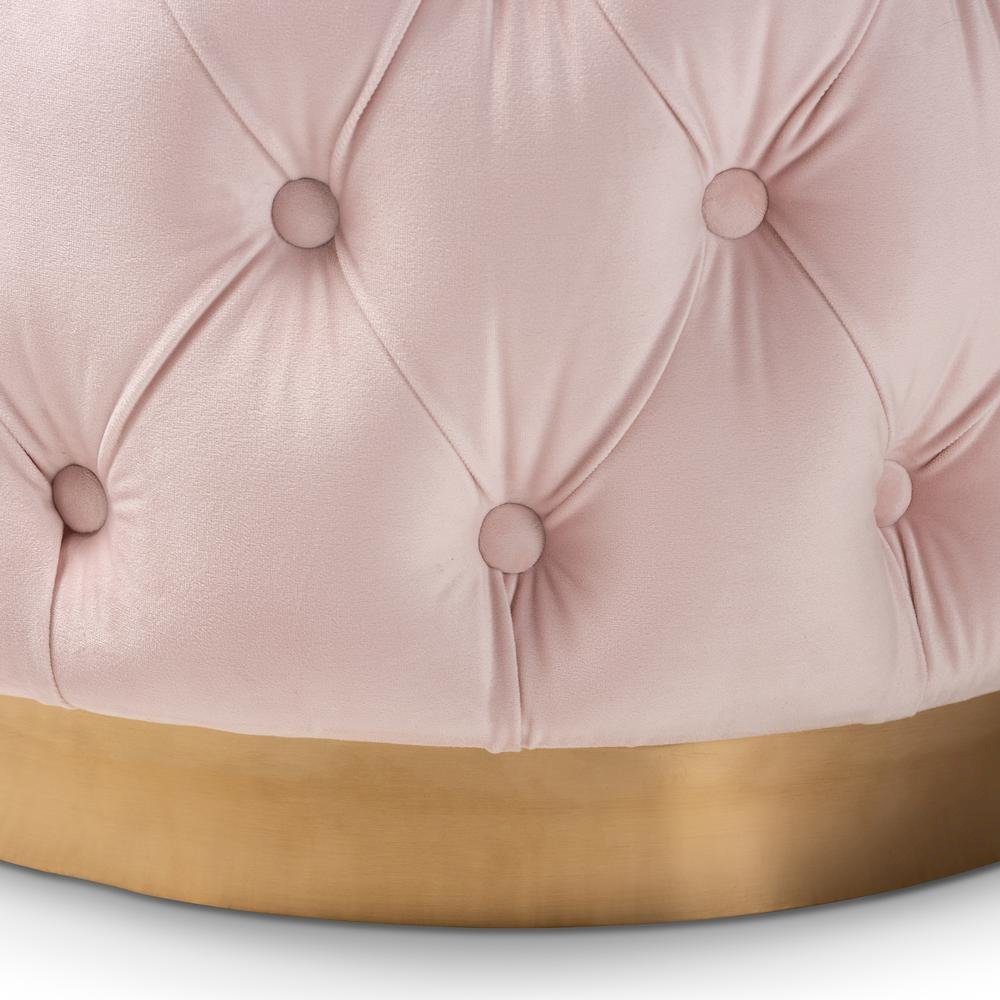 Gold-Finished Button Tufted Ottoman