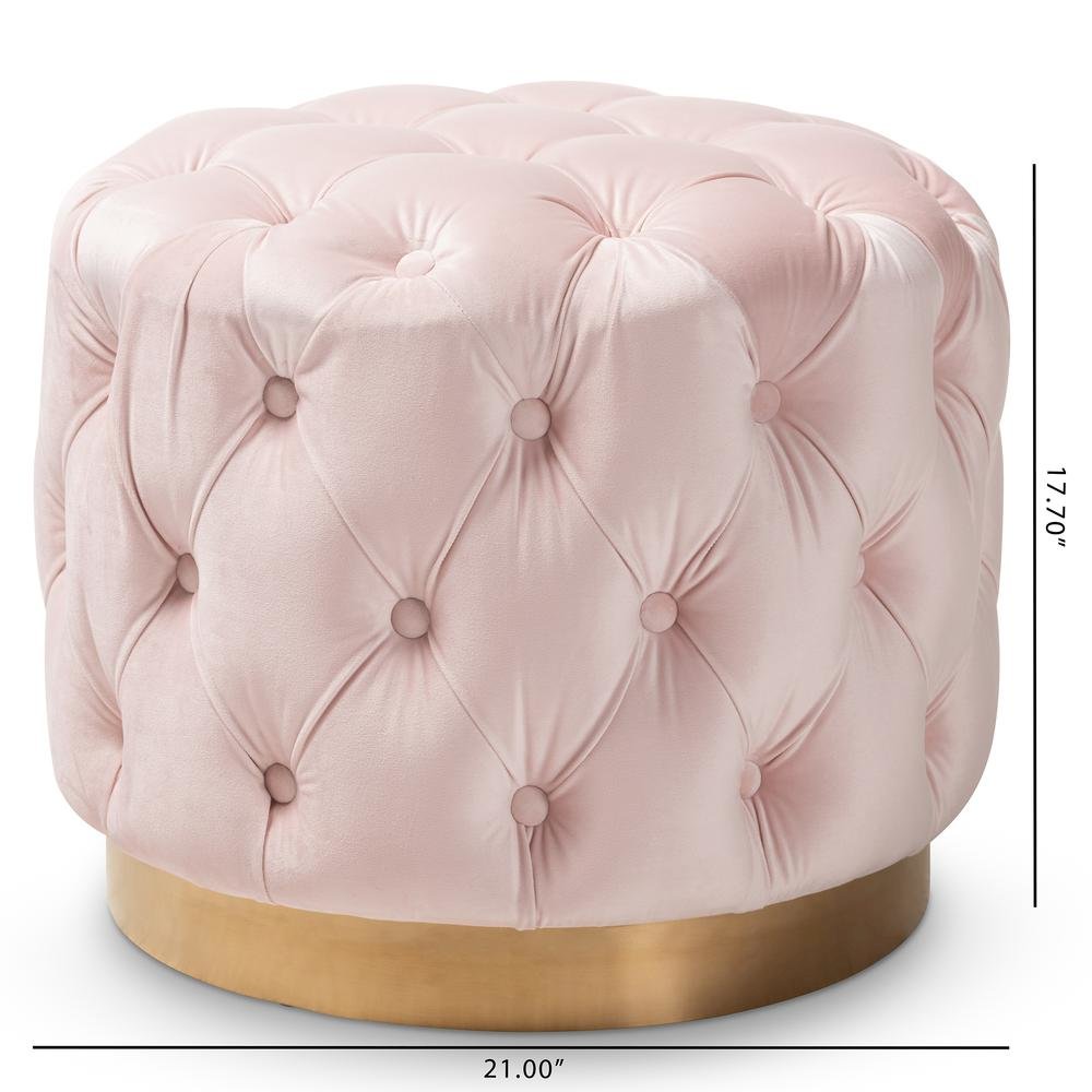 Gold-Finished Button Tufted Ottoman