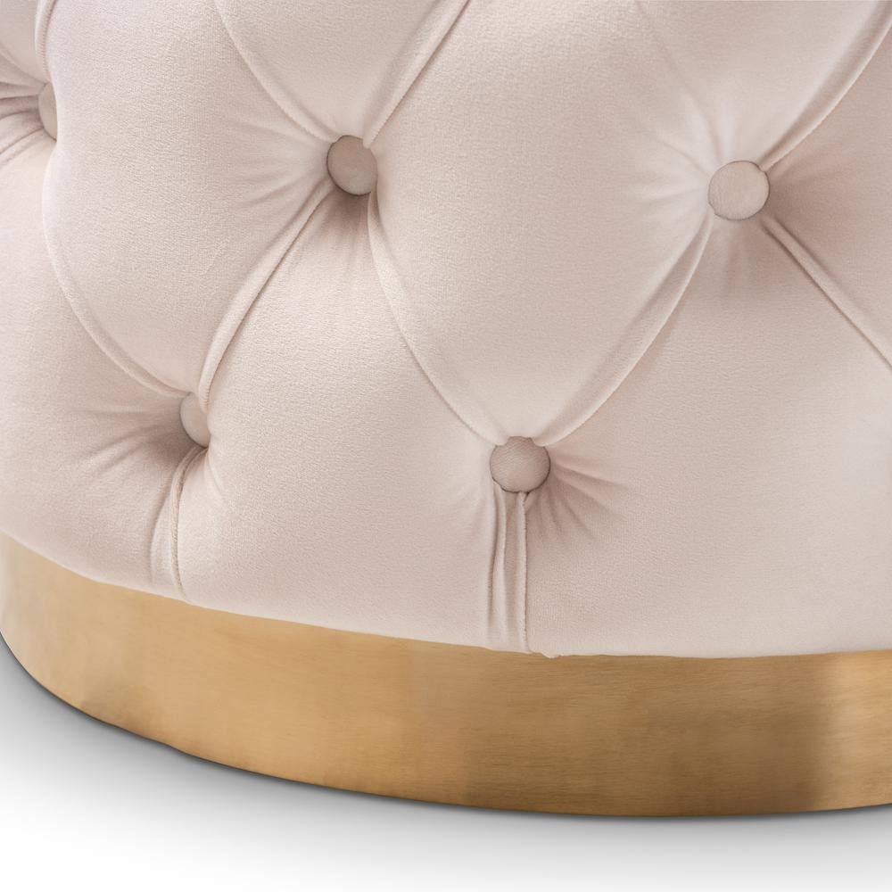 Gold-Finished Button Tufted Ottoman