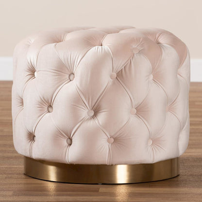 Gold-Finished Button Tufted Ottoman