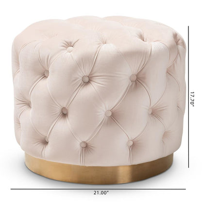 Gold-Finished Button Tufted Ottoman