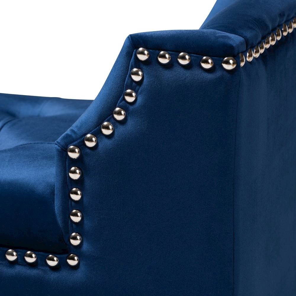 Royal Blue Velvet Fabric Upholstered Espresso Finished Wood Bench