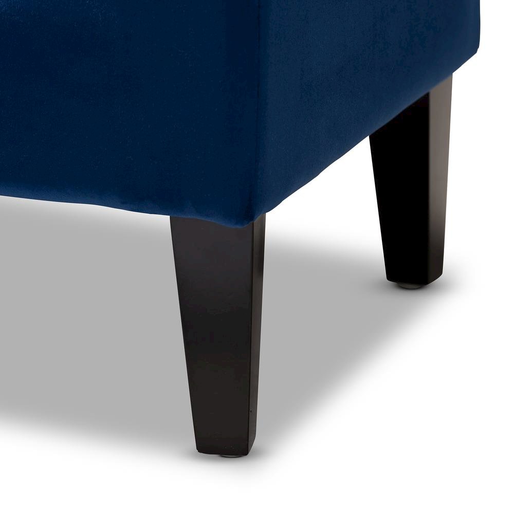 Royal Blue Velvet Fabric Upholstered Espresso Finished Wood Bench