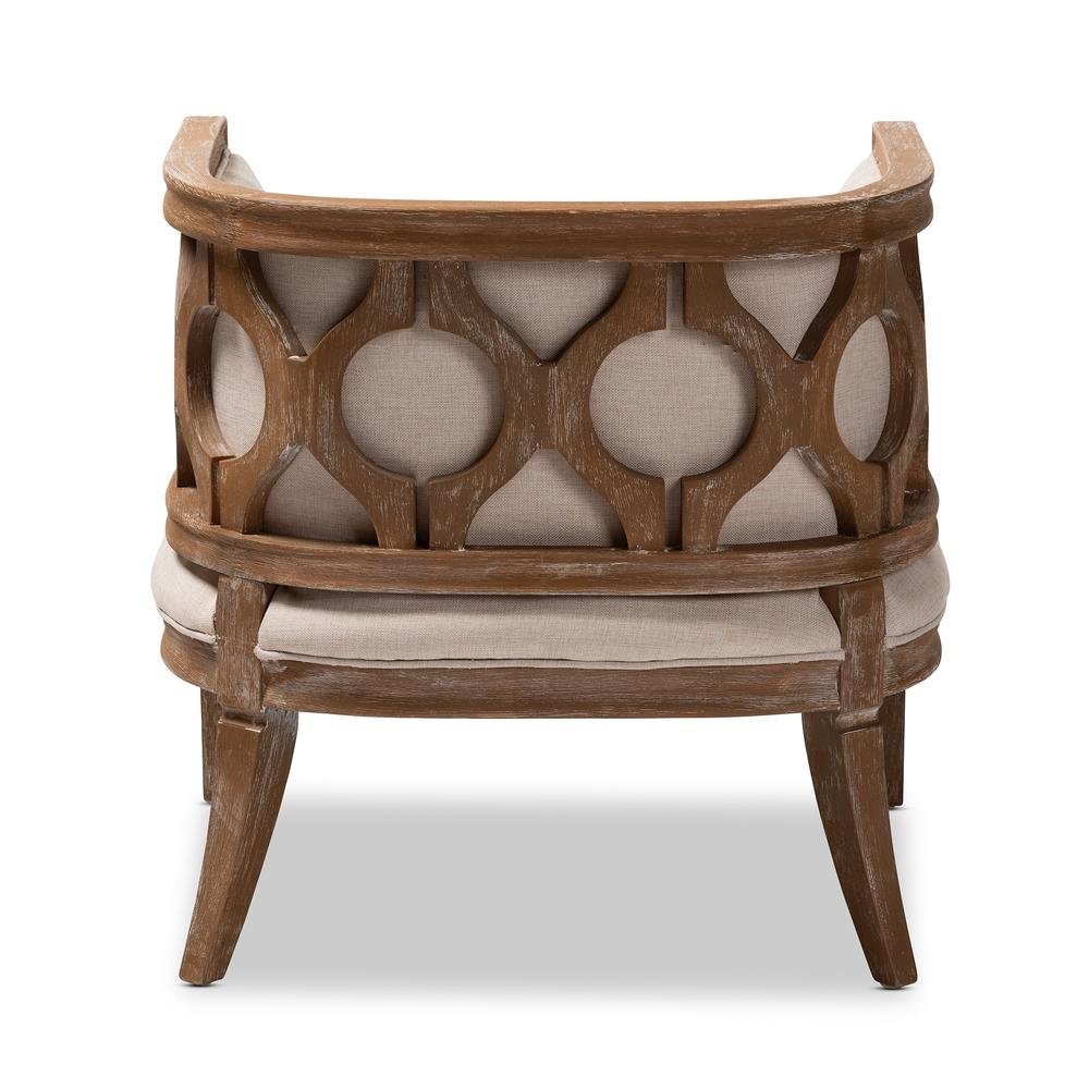 White-Washed Oak Wood Accent Barrel Chair