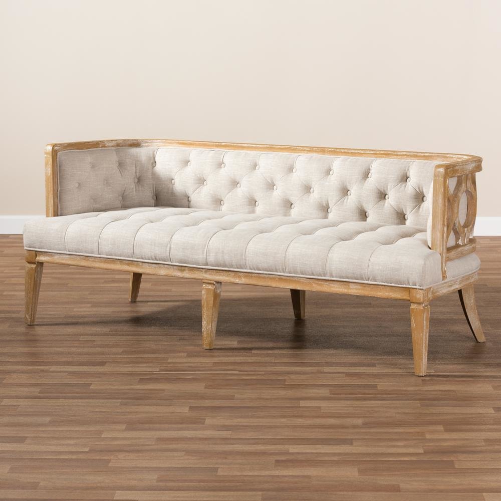 White-Washed Oak Wood Sofa
