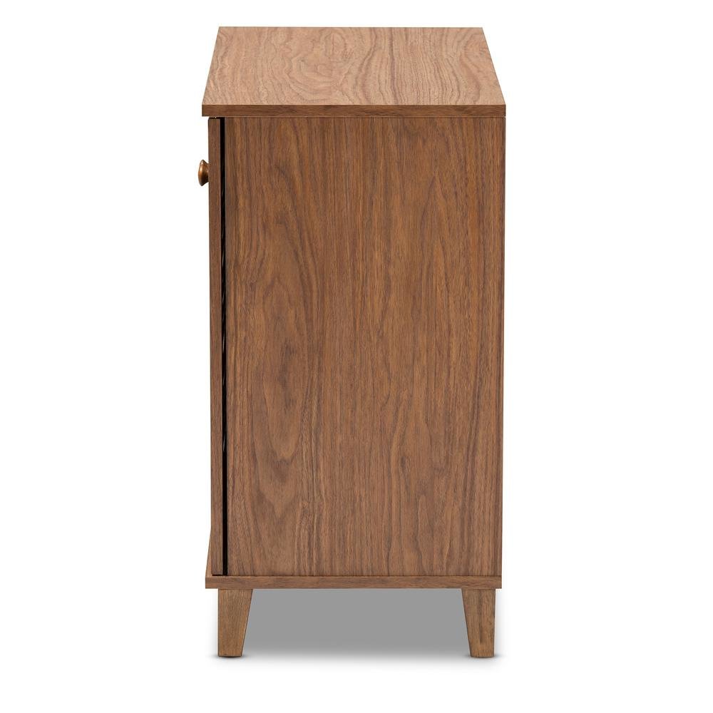 Walnut Finished 4-Shelf Wood Shoe Storage Cabinet