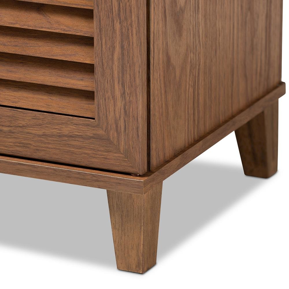 Walnut Finished 4-Shelf Wood Shoe Storage Cabinet