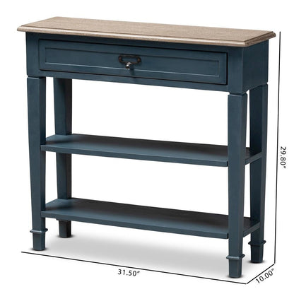Dauphine French Provincial Blue Spruce Fiinished Wood Accent Console Table