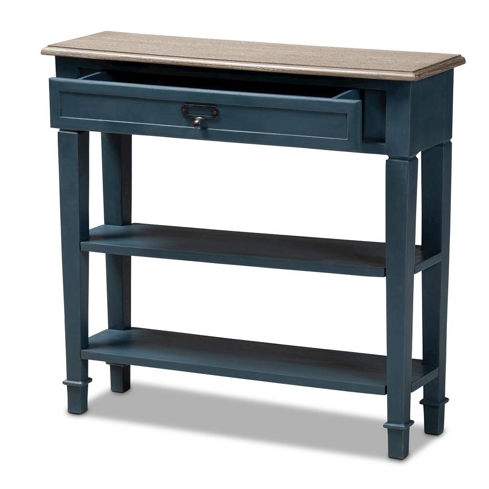 Dauphine French Provincial Blue Spruce Fiinished Wood Accent Console Table