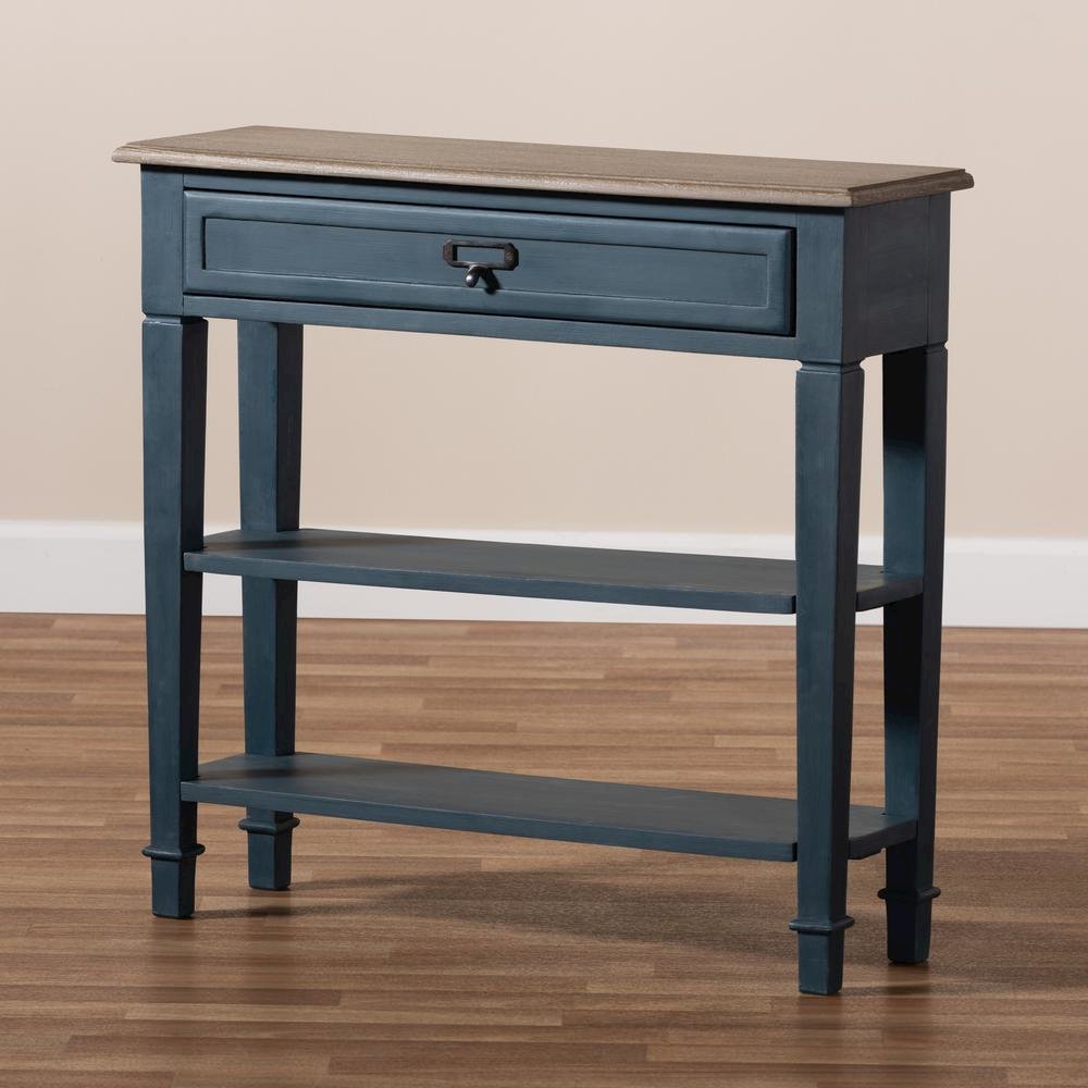 Dauphine French Provincial Blue Spruce Fiinished Wood Accent Console Table
