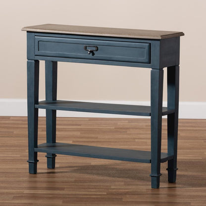 Dauphine French Provincial Blue Spruce Fiinished Wood Accent Console Table