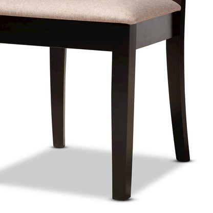 Sand Fabric Upholstered and Dark Brown Finished Wood 5-Piece Dining Set