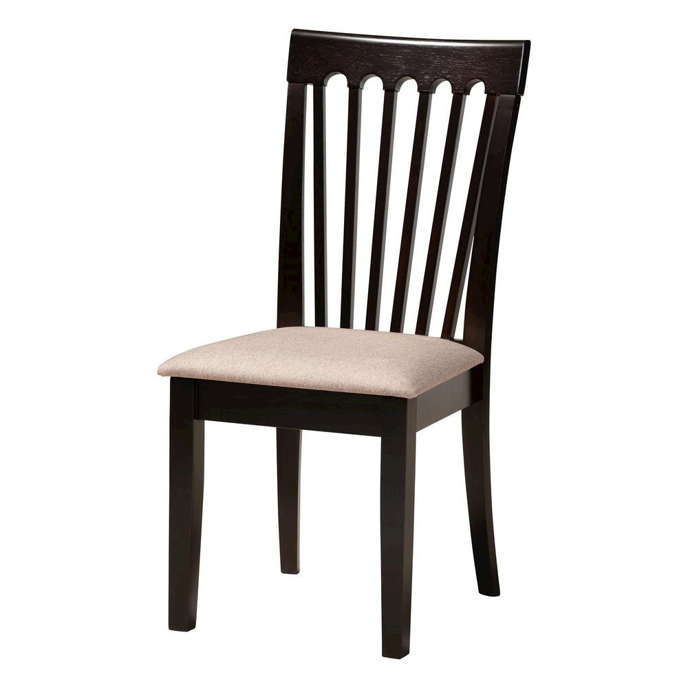 Marian Modern Sand Fabric and Dark Brown Finished Wood 5-Piece Dining Set