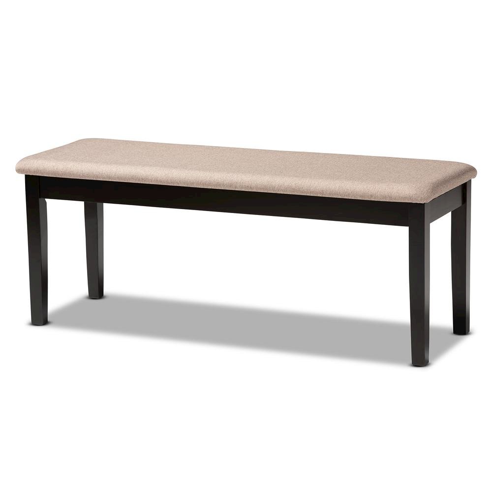 Sand Fabric Upholstered and Dark Brown Finished Wood 6-Piece Dining Set