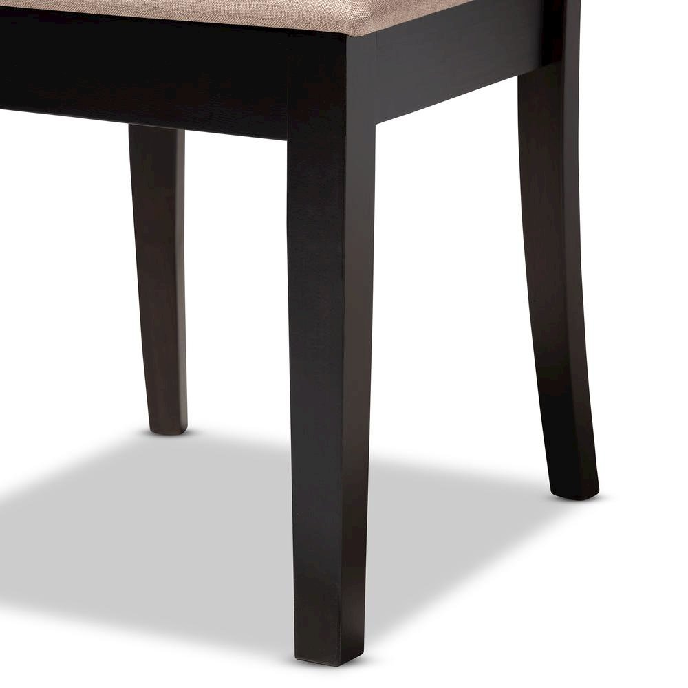 Sand Fabric Upholstered and Dark Brown Finished Wood 6-Piece Dining Set