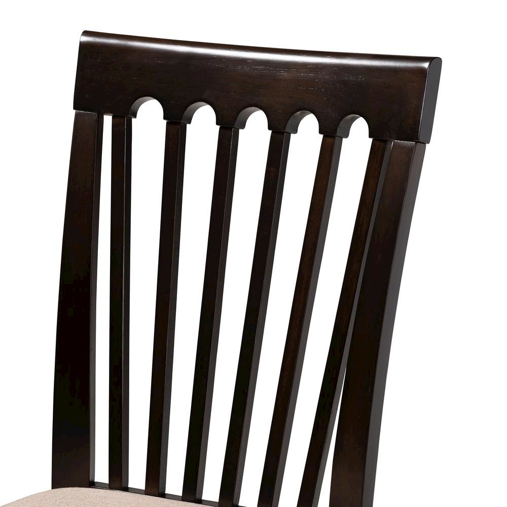 Sand Fabric Upholstered Espresso Brown Finished Wood 5-Piece Dining Set