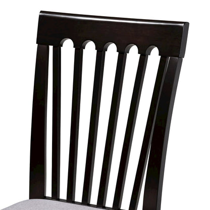 Gray Fabric Upholstered Espresso Brown Finished Wood 5-Piece Dining Set