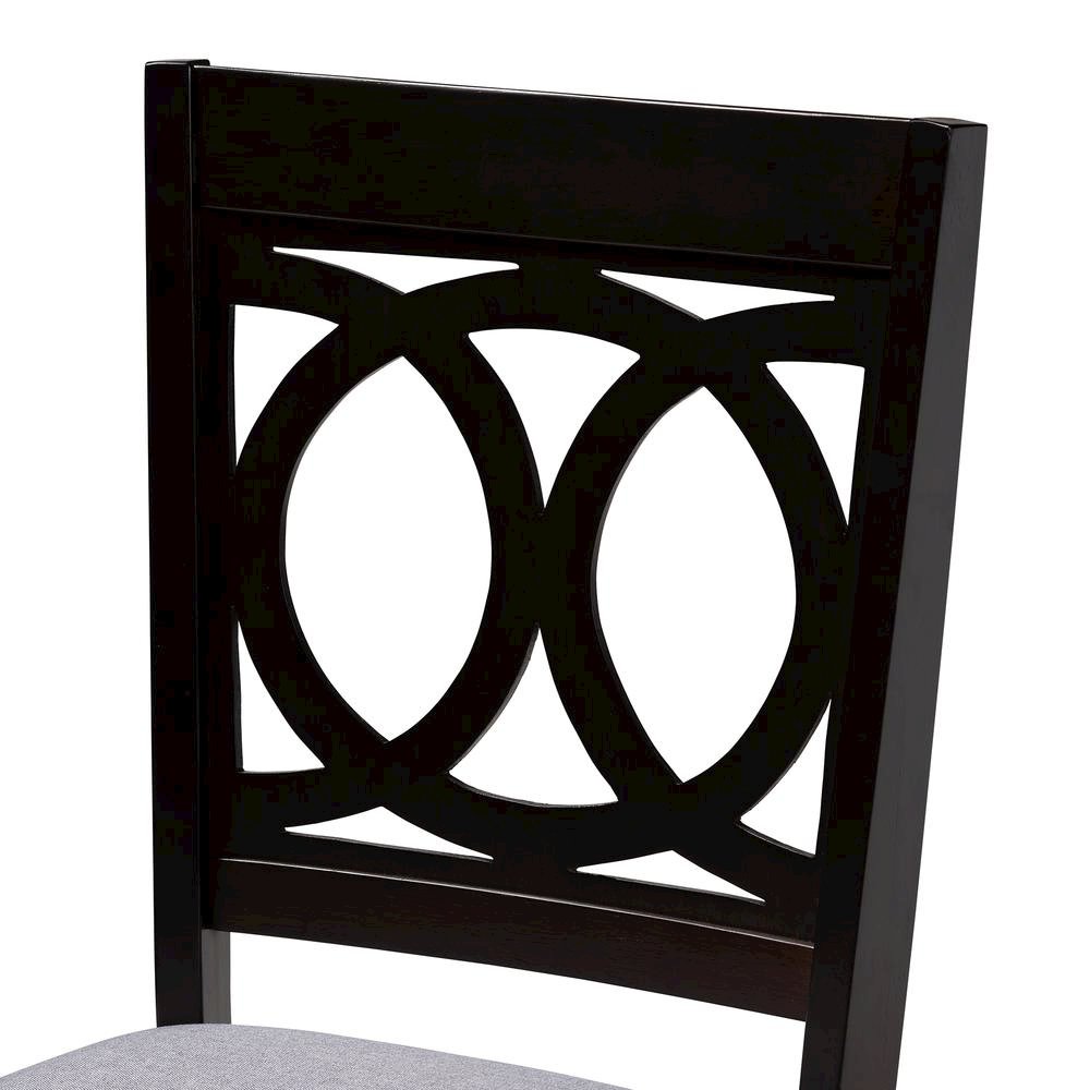 Grey Fabric Upholstered and Dark Brown Finished Wood 5-Piece Dining Set