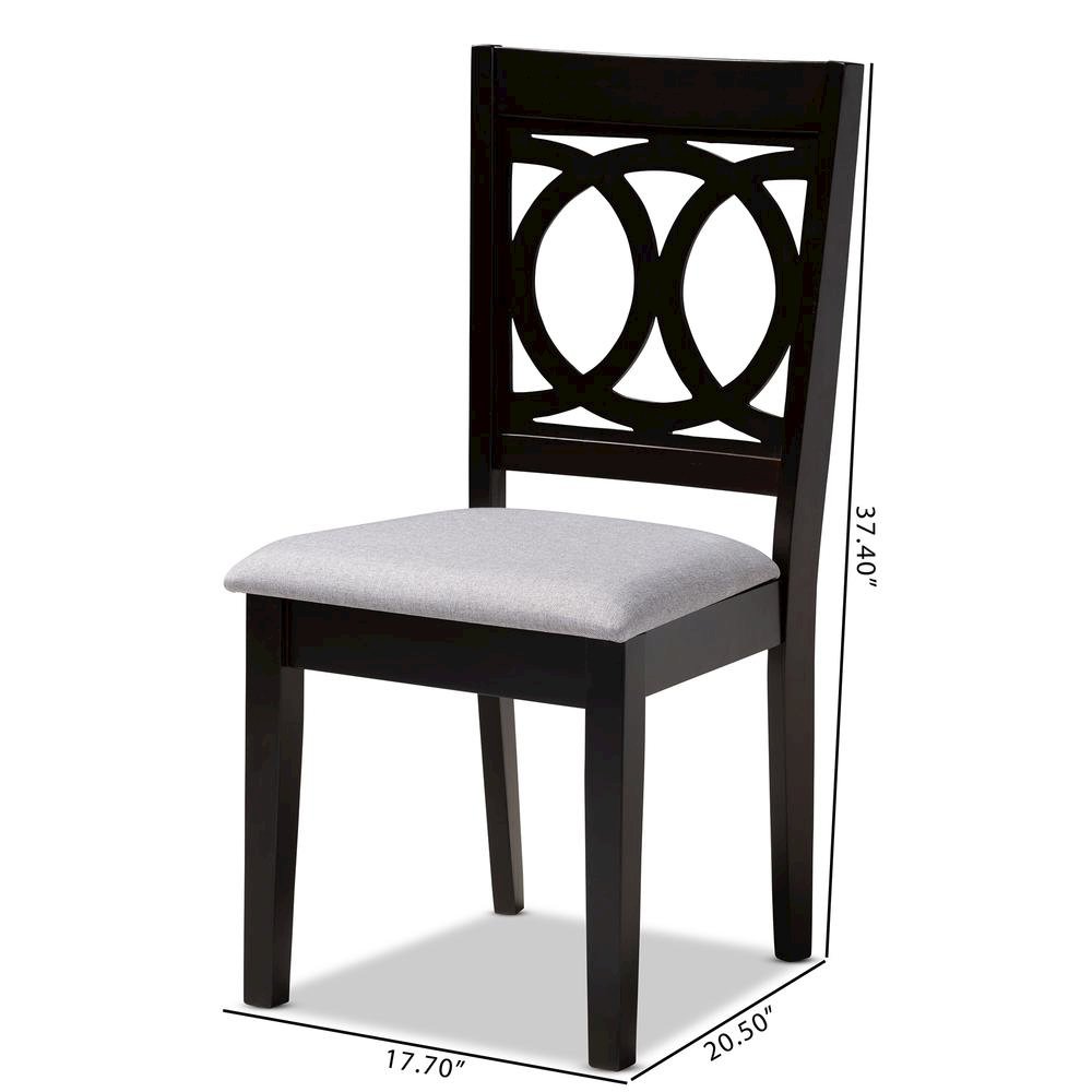 Gray Fabric Upholstered Espresso Brown Finished Wood Dining Chair Set of 4