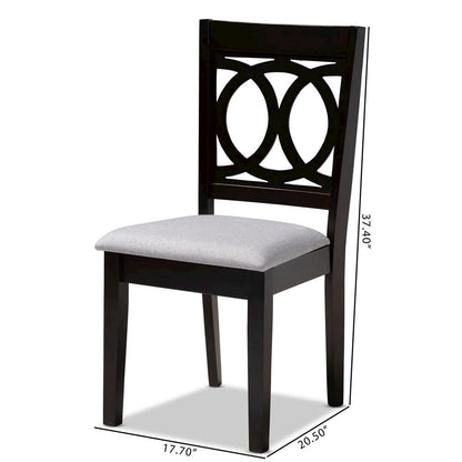 Gray Fabric Upholstered Espresso Brown Finished Wood Dining Chair Set of 4