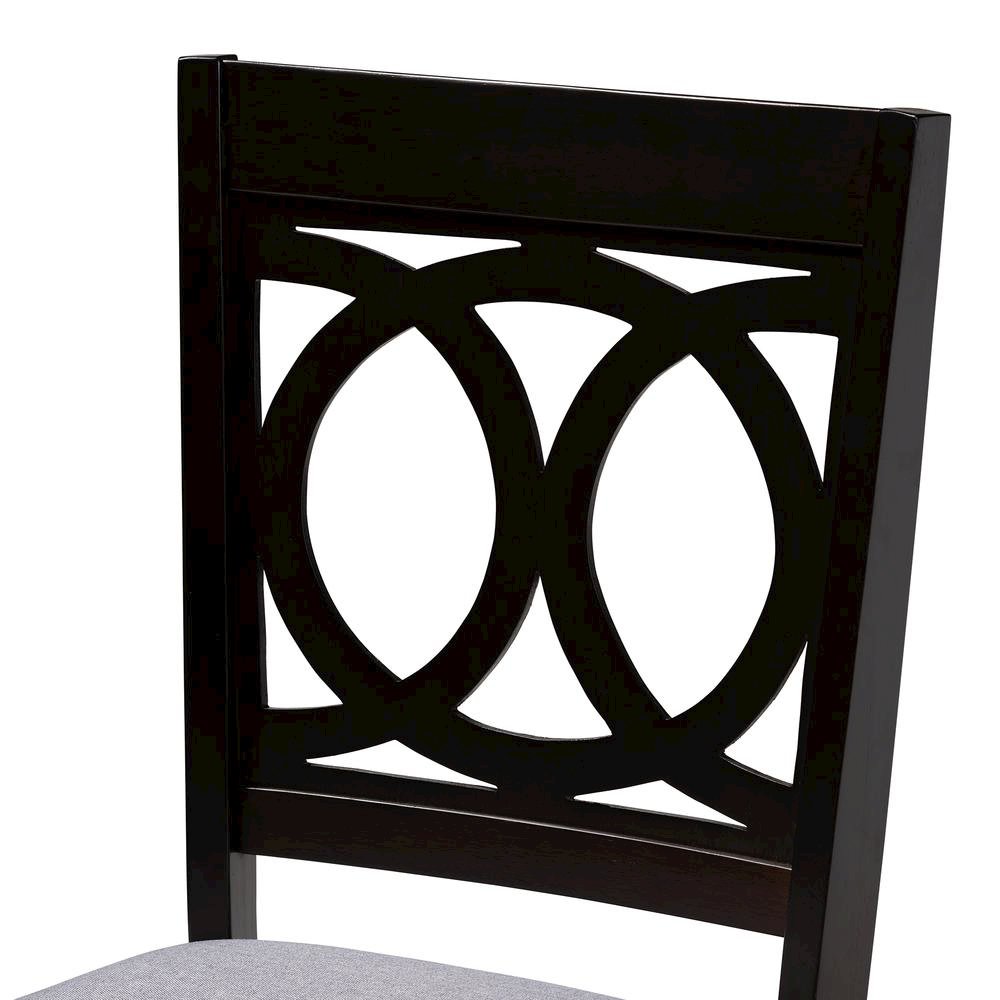 Gray Fabric Upholstered Espresso Brown Finished Wood 5-Piece Dining Set