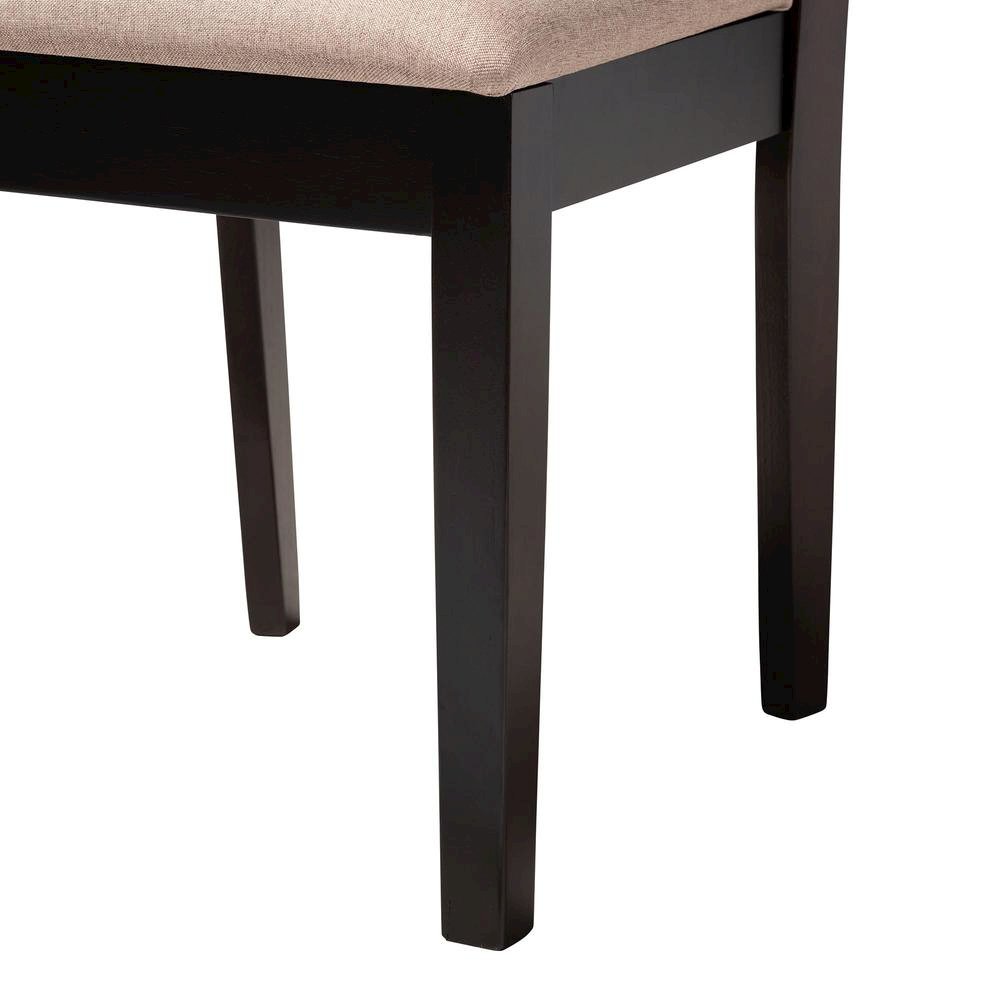 Norah Modern Sand Fabric and Dark Brown Finished Wood 5-Piece Dining Set