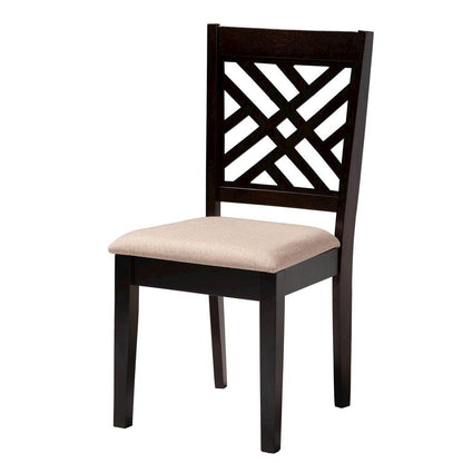 Elise Modern Sand Fabric and Dark Brown Finished Wood 5-Piece Dining Set