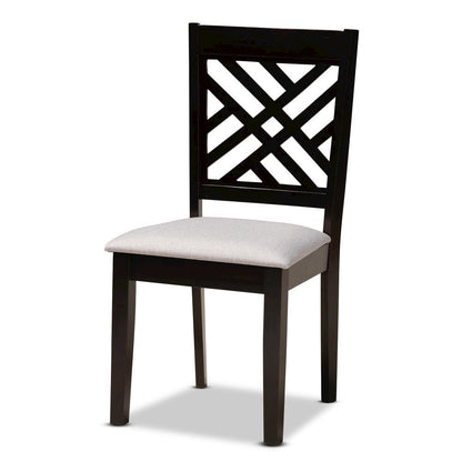 Grey Fabric Upholstered and Dark Brown Finished Wood 5-Piece Dining Set
