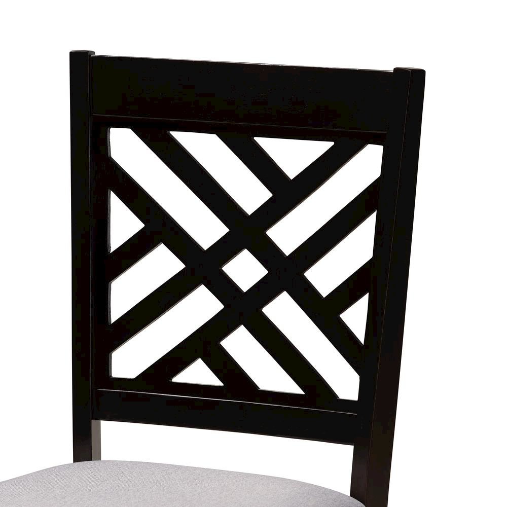 Grey Fabric Upholstered and Dark Brown Finished Wood 5-Piece Dining Set